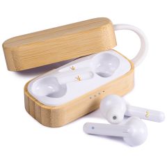 TWS Bluetooth slušalice od bambusa i plastike, prirodni, M20048