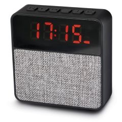 Bluetooth plastični zvučnik s LED budilicom i automatskim FM skeniranjem, crno, M20053