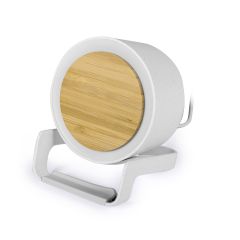 Bluetooth zvučnik s bežičnim punjačem od pšenične slame+ABS, bambusa, prirodni, M20064