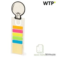 Držalo za beležke, samolepilni listki, kazalo, papir iz semen, bela, V2050-02