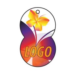 Art.19 Car air freshener with print. Shape number 8: approx. 70 mm. Eco quality. With printed paper card.
