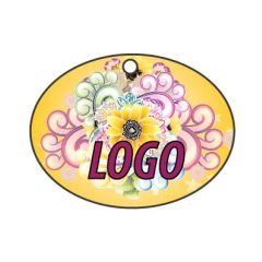 Art.13 Car air freshener with print. Shape ellipse: approx. 70 mm. Eco quality. With printed paper card.