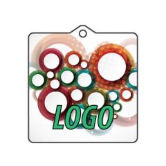 Art.08 Car air freshener with print. Shape square: 70x70 mm. Classic quality. With printed paper card.