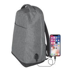 300D polyester anti-theft rucksack with USB charge port, Q24093