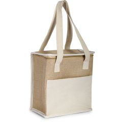Cooler bag in jute and cotton, natural, Q24381