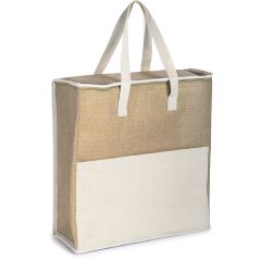 Cooler bag in jute and cotton, natural, Q24382
