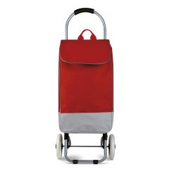 600D polyester and metal shopping bag with wheels, red, Q24758R