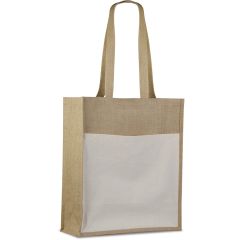Jute-Einkaufstasche mit Bodenfalte, natürlich, Q24865