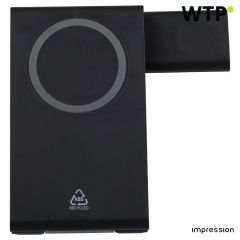 Recycled ABS 3-in-1 magnetic wireless charger Valerio, črna, 1351337-001999999