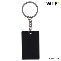 Recycled stainless steel rectangular keychain Jax, črna, 1349498-001999999