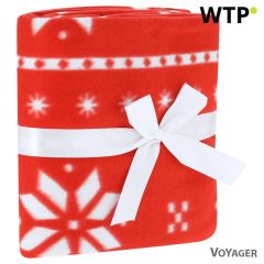 Coperta in RPET, motivo natalizio, rosso, VA231-05