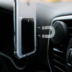 Magnetski držač za mobitel od plastike, metala i gume, crno, S26003