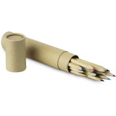 Box of 12 colourful wooden pencils, natural, S26400