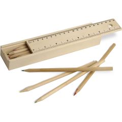 Set of 12 colourful wooden pencils, natural, S26401