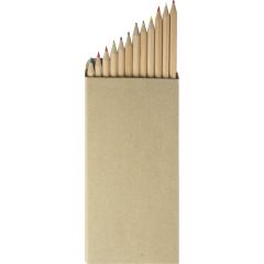 Box of 12 colourful wooden pencils, natural, S26403