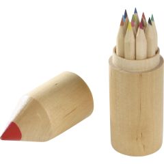 Box of 12 colourful wooden pencils, natural, S26406