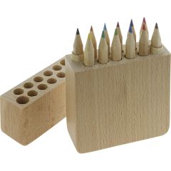 Box of 12 colourful wooden pencils, natural, S26409