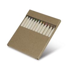 Box of 12 colourful wooden pencils, natural, S26428