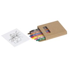 Box of 8 colourful crayons, natural, S26432