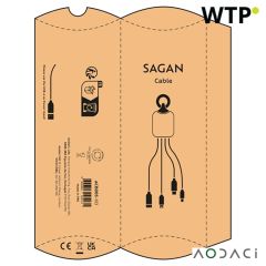 Sagan 4-in-1 kabel rTPR z osvetljenim logotipom in obešalno zanko, črna, ACB005-103