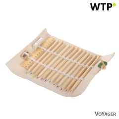 Šolski set, etui za svinčnike, 12 svinčnikov, ravnilo, gumica in šilček | Kaleb, bež, V7384-20