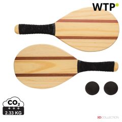 Wooden frescobol tennis set, brown, XDP453.509