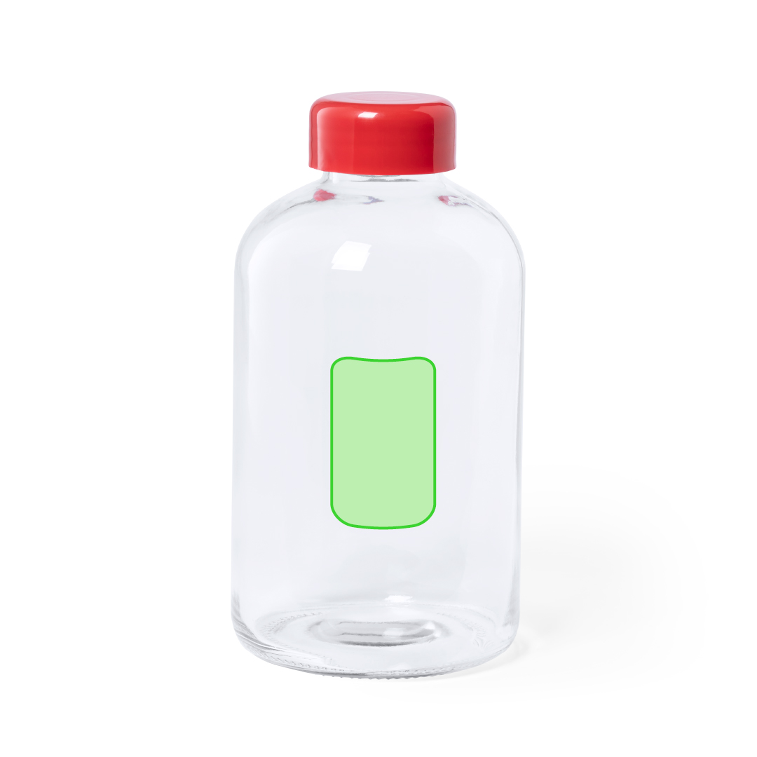 Zentriert an der Seite der Flasche