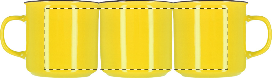 Rotary screen printing opposite of the handle